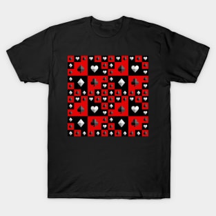 Card symbols on red and black patterns T-Shirt